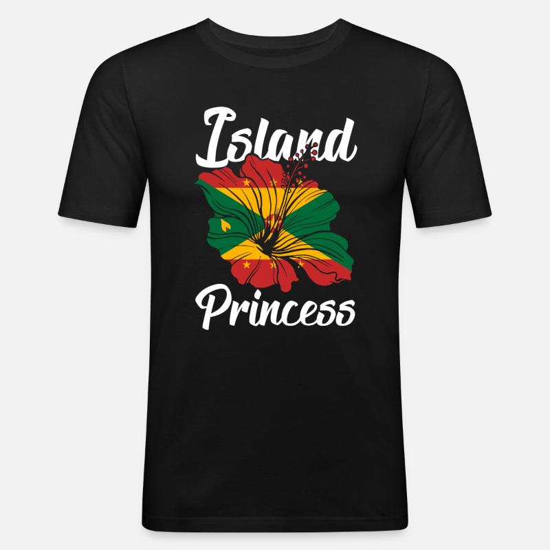 Grenade Drapeau Île Princesse - T-shirt près du corps Homme - noir