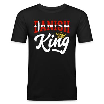 Danish King Denmark Danish Denmark Flag - Men's Slim Fit T-Shirt - black - Front - Nik (191cm)