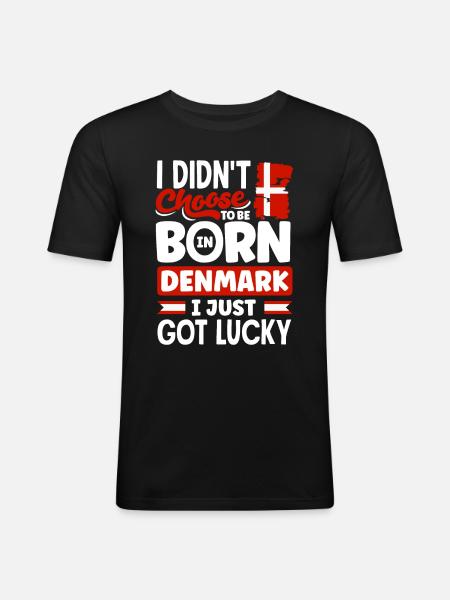 Denmark Danish Denmark Flag I Just Got Lucky - Men's Slim Fit T-Shirt - black