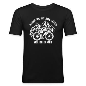 E-Bike Berge Gebirge - lustiger Spruch Fahrrad - Männer Slim Fit T-Shirt - Schwarz - Vorne - Nik (191cm)