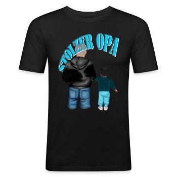 STOLZER OPA-Enkel schwarze Haare Junge Kind - Männer Slim Fit T-Shirt - Schwarz - Vorne - Nik (191cm)