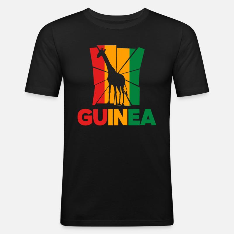Guinea Guinea Flagge Giraffe Camelopard - Männer Slim Fit T-Shirt - Schwarz