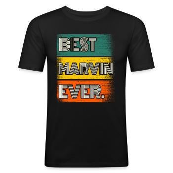 Marvin Name Gift Quote Funny - Men's Slim Fit T-Shirt - black - Front - Nik (191cm)