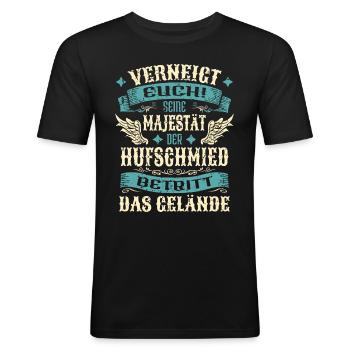 Hufschmied Geschenk Lustige Sprüche - Männer Slim Fit T-Shirt - Schwarz - Vorne - Nik (191cm)