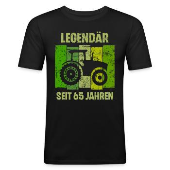 65 Geburtstag Geschenk 65. Landwirt Spruch - Männer Slim Fit T-Shirt - Schwarz - Vorne - Nik (191cm)