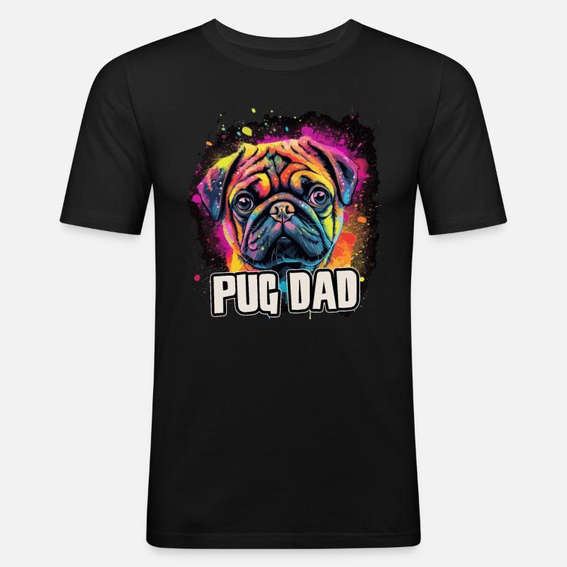 Pug Mops Hund Geschenk Spruch - Männer Slim Fit T-Shirt - Schwarz