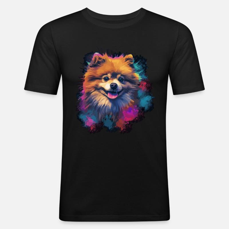 Zwergspitz Hund Geschenk Spruch - Männer Slim Fit T-Shirt - Schwarz