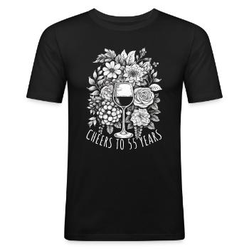 Geburtstag 55 Jahre Geschenk Spruch - Männer Slim Fit T-Shirt - Schwarz - Vorne - Nik (191cm)