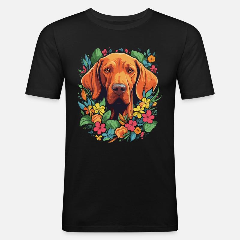 Vizsla Hund Geschenk - Männer Slim Fit T-Shirt - Schwarz