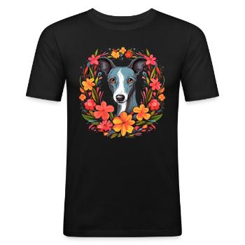 Whippet Hund Geschenk - Männer Slim Fit T-Shirt - Schwarz - Vorne - Nik (191cm)