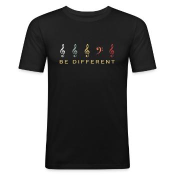 Bassschlüssel Musiker Be Different Klavier Retro - Männer Slim Fit T-Shirt - Schwarz - Vorne - Nik (191cm)