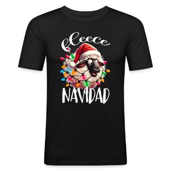 Fleece Navidad Weihnachten Geschenk Lustig Sprüche - Männer Slim Fit T-Shirt - Schwarz - Vorne - Nik (191cm)