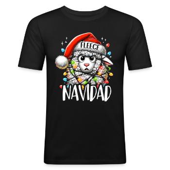 Fleece Navidad Weihnachten Geschenk Lustig Sprüche - Männer Slim Fit T-Shirt - Schwarz - Vorne - Nik (191cm)