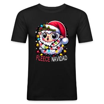 Fleece Navidad Weihnachten Geschenk Lustig Sprüche - Männer Slim Fit T-Shirt - Schwarz - Vorne - Nik (191cm)