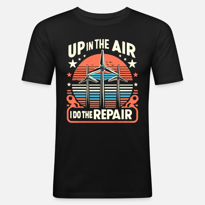 Windrad Kletterer Industriekletterer Geschenk - Männer Slim Fit T-Shirt - Schwarz