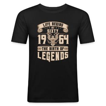 60th Birthday Vintage 1964 Anniversary Gift - Men's Slim Fit T-Shirt - black - Front - Nik (191cm)