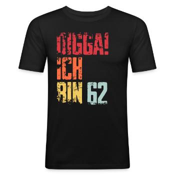62. Geburtstag 62 Jahre Geschenk Spruch - Männer Slim Fit T-Shirt - Schwarz - Vorne - Nik (191cm)
