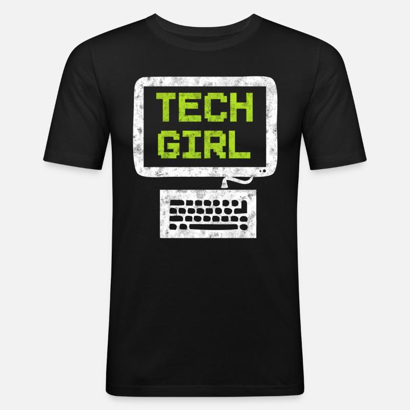 Tech Girl Computertechniker - Männer Slim Fit T-Shirt - Schwarz