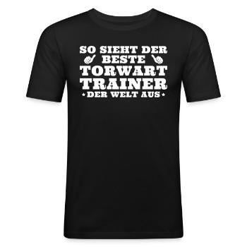 Fußballtrainer Bester Torwarttrainer Geschenk - Männer Slim Fit T-Shirt - Schwarz - Vorne - Nik (191cm)