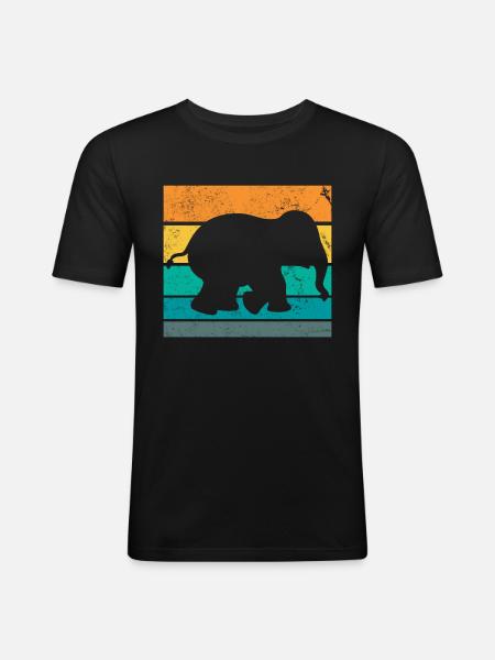 Retro Elephant - Men's Slim Fit T-Shirt - black
