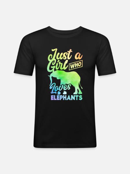 Elephant Rainbow Girl - Men's Slim Fit T-Shirt - black