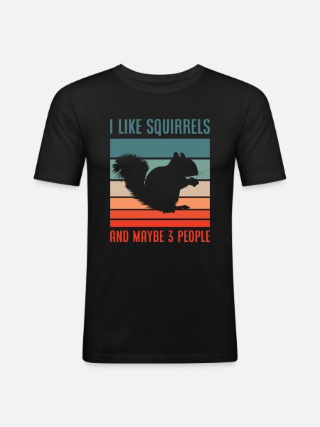 Retro Squirrel Rodent Gift - Men's Slim Fit T-Shirt - black