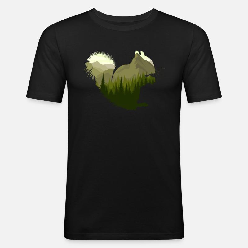 Eichhörnchen Wald - Männer Slim Fit T-Shirt - Schwarz