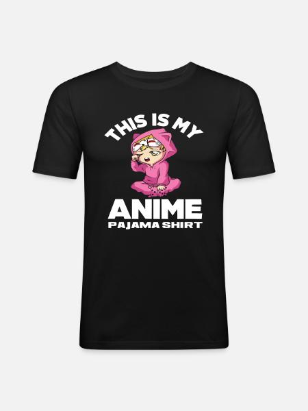 Anime Pajamas Shirt - Men's Slim Fit T-Shirt - black