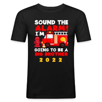 Feuerwehr Bruder Nachwuchs 2022 - Männer Slim Fit T-Shirt - Schwarz - Vorne - Nik (191cm)