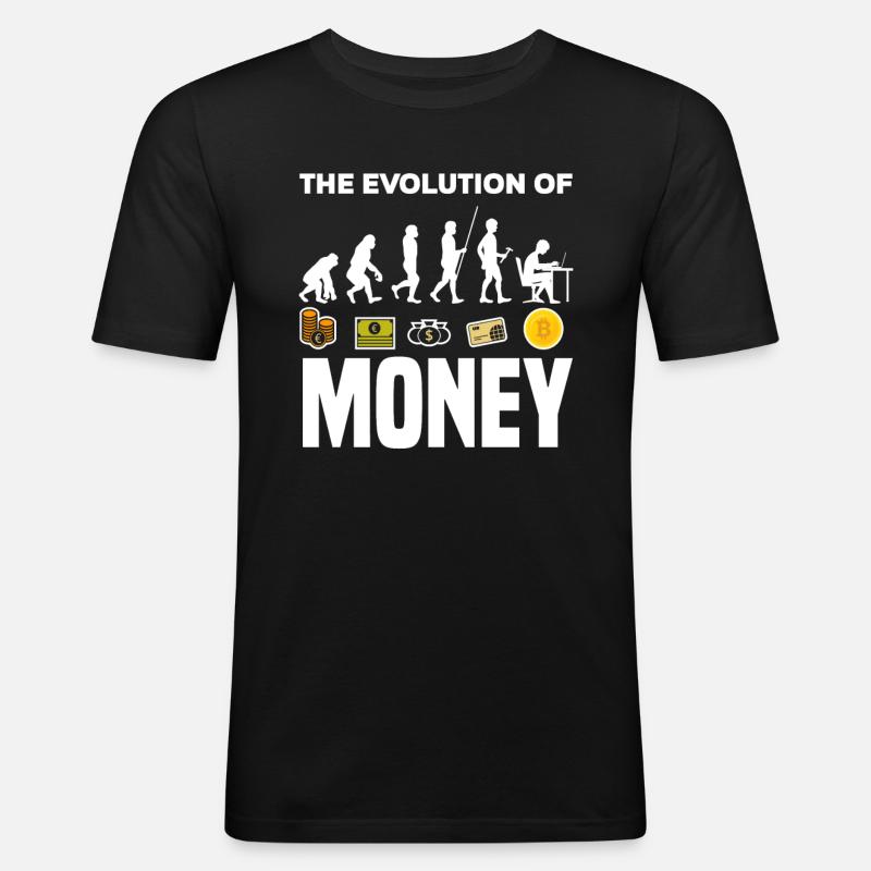 Bitcoin Geld Evolution - Männer Slim Fit T-Shirt - Schwarz
