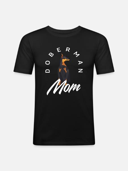 Doberman Mama Geschenk - Männer Slim Fit T-Shirt - Schwarz