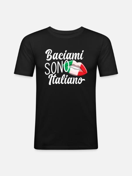 Kiss Me I Am Italian - Men's Slim Fit T-Shirt - black