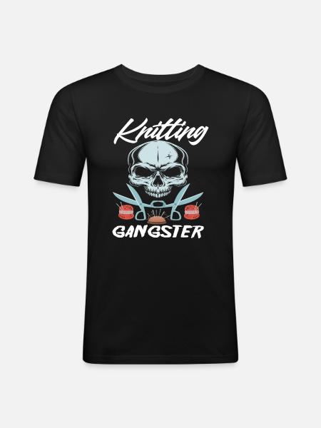 Knitting Wool Needles Hobby Knitter - Men's Slim Fit T-Shirt - black