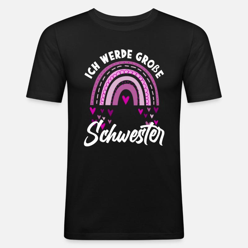 Ich Werde Große Schwester Regenbogen - Männer Slim Fit T-Shirt - Schwarz