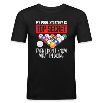 Billard Strategie Geheim Geschenk - Männer Slim Fit T-Shirt - Schwarz - Vorne - Nik (191cm)