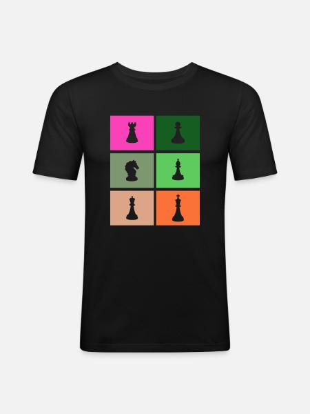 Pièces d’échecs - T-shirt près du corps Homme - noir