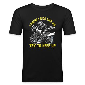 Motocross Old Man Dirt Bike - Men's Slim Fit T-Shirt - black - Front - Nik (191cm)