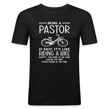 Pasteur Pasteur Vélo Prêcher - T-shirt près du corps Homme - noir - Devant - Nik (191cm)