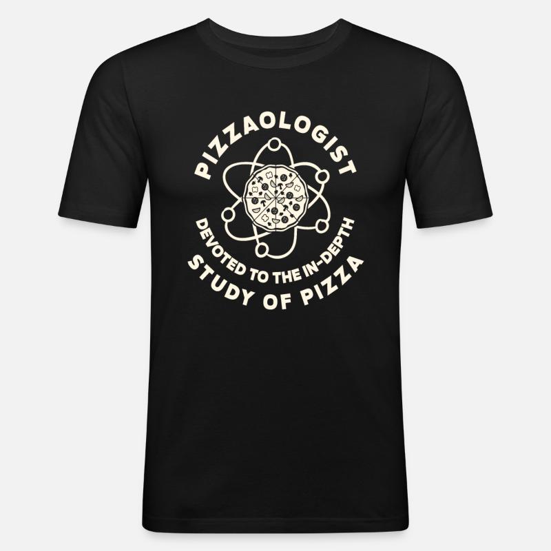 Pizza Enthusiast - Männer Slim Fit T-Shirt - Schwarz