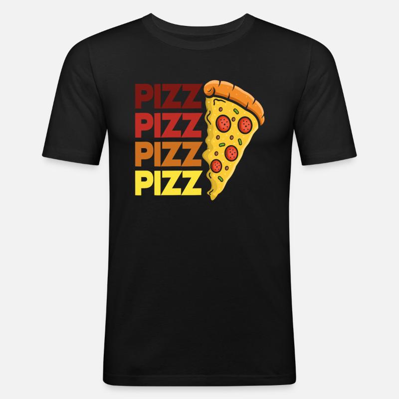 Pizza Pizza Pizza - Männer Slim Fit T-Shirt - Schwarz