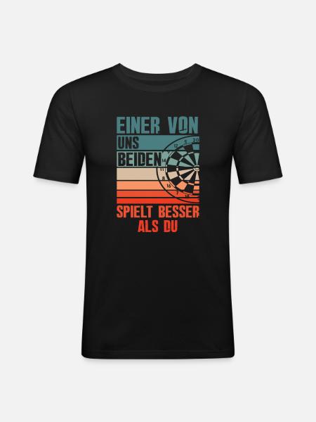 Retro Funny Dart Player - Men's Slim Fit T-Shirt - black