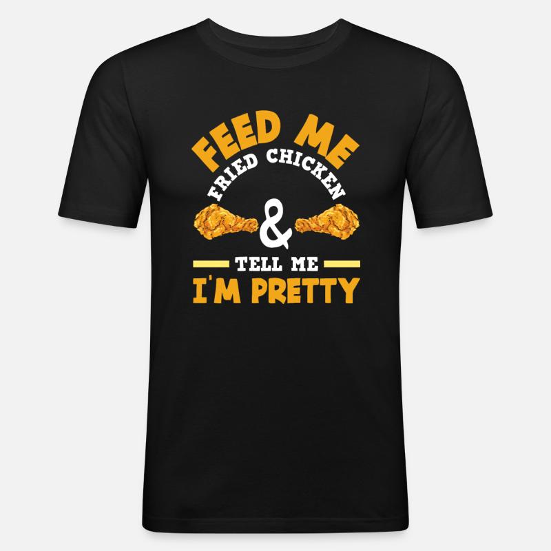 Fried Chicken Hähnchen Geschenk - Männer Slim Fit T-Shirt - Schwarz