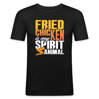 Poulet frit Animal préféré cadeau dicton - T-shirt près du corps Homme - noir - Devant - Nik (191cm)