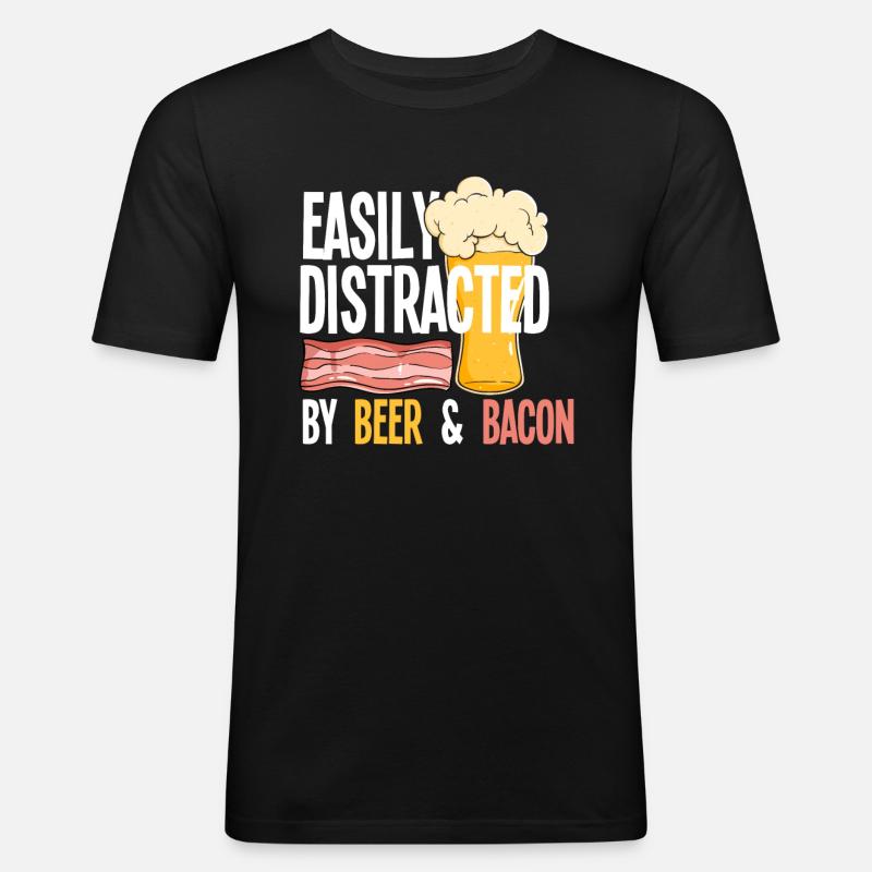 Speck Bacon Bier - Männer Slim Fit T-Shirt - Schwarz