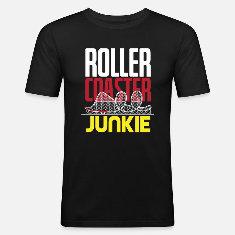 Achterbahn Junkie - Männer Slim Fit T-Shirt - Schwarz