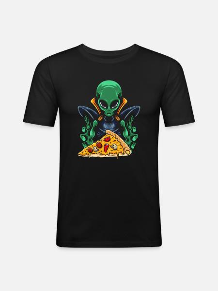 Alien Pizza - Men's Slim Fit T-Shirt - black