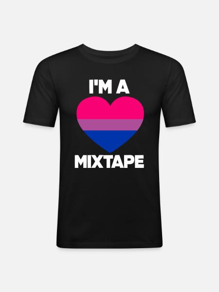 Bisexual Heart Mixtape - Men's Slim Fit T-Shirt - black