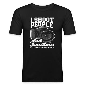 Photographer Pun - Men's Slim Fit T-Shirt - black - Front - Nik (191cm)
