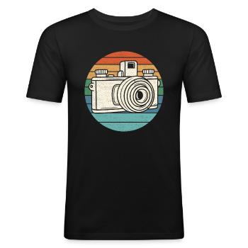 Photograph Kamera Retro - Männer Slim Fit T-Shirt - Schwarz - Vorne - Nik (191cm)