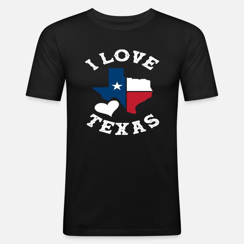 Texas Ich Liebe - Männer Slim Fit T-Shirt - Schwarz